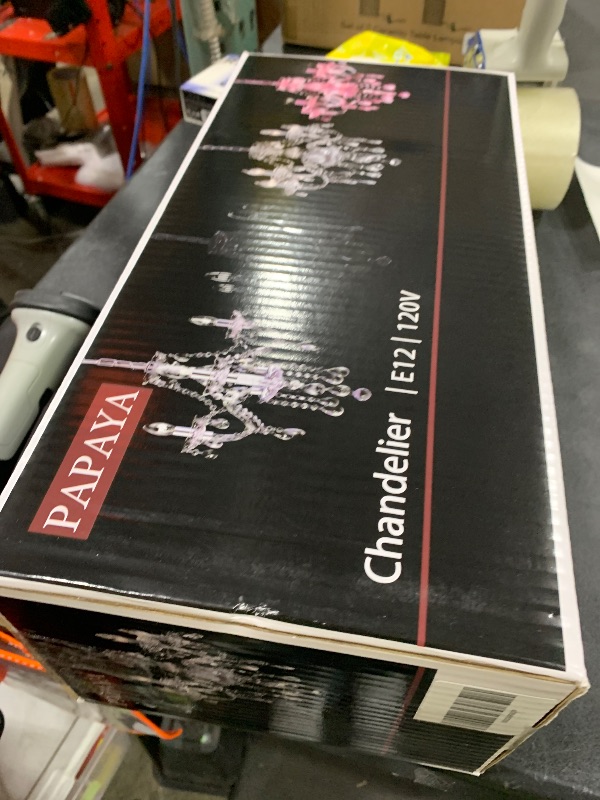 Photo 1 of PAPAYA Crystal Chandeliers Clear Chandelier 5-Light Modern Pendant Ceiling Lighting Fixture with Acrylic Crystals & Beads for Girls Room,Living Room,Kitchen Island,Entryway