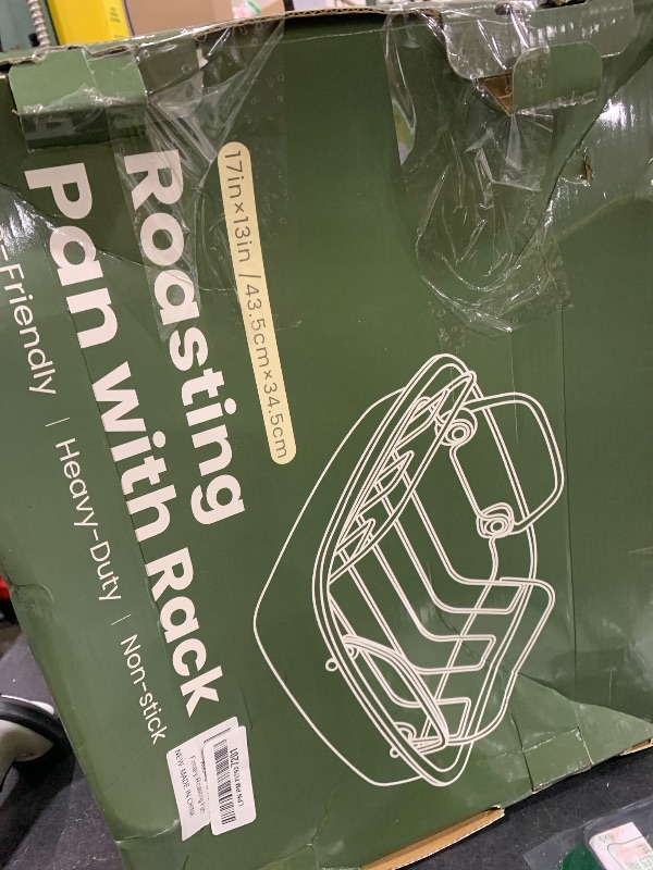 Photo 1 of 24lb Carbon Steel Nonstick Roasting Pan with Rack - BPA Free, Leak-Proof, 450°F Heat Resistant (17x13x4in) | Oil-Draining, Dishwasher Safe for Thanksgiving Christmas Turkey