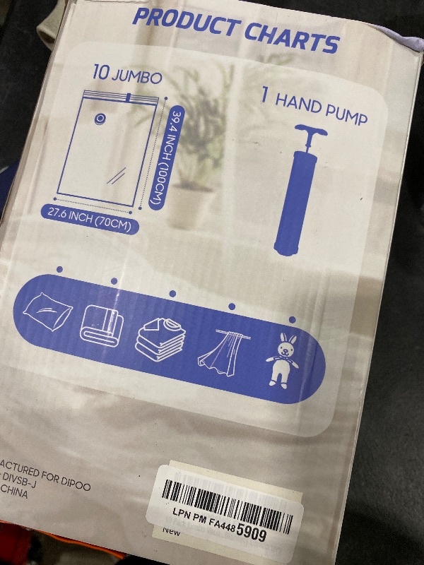 Photo 1 of 10 Pack Jumbo Vacuum Storage Bags with Hand Pump, 80% Storage Space Saving, Sturdy Leak-Free Space Saver Vacuum Seal Bags for Clothing, Vacuum Compression Bags for Travel Lugggage Blankets Comforters