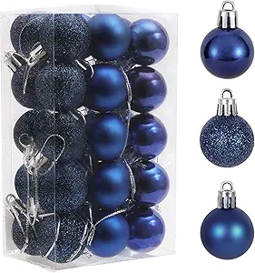 View 1 of 100ct Christmas Ball Ornaments, 1.18" Shatterproof Christmas Tree Decorations, Perfect Hanging Ball for Indoor/Outdoor Holiday Party Decor (Dark Blue)
