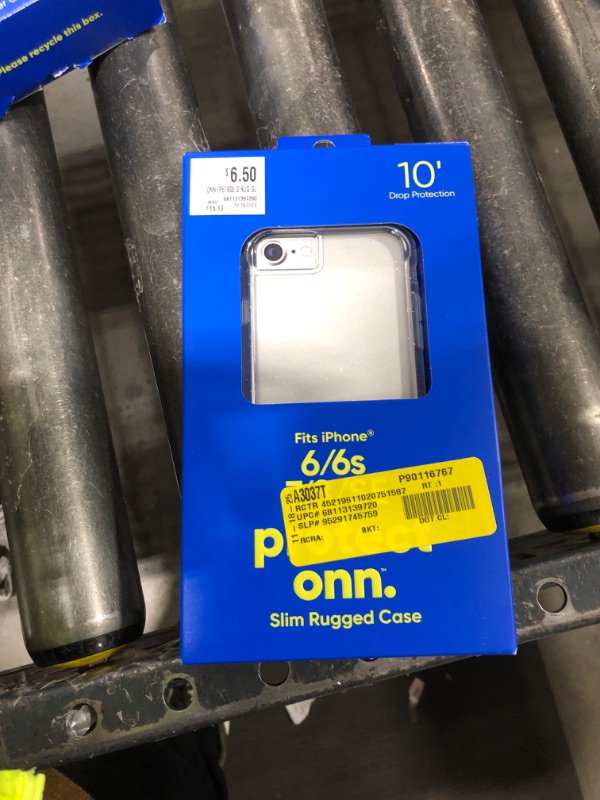 Photo 1 of  Onn. Slim Rugged Phone Case for iPhone 6 6s 7 8 SE 2020 SE 2022 - Clear with Silver Glitter 