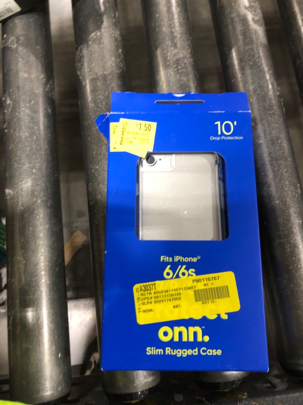 Photo 1 of Onn. Slim Rugged Phone Case for iPhone 6 6s 7 8 SE 2020 SE 2022 - Clear with Silver Glitter