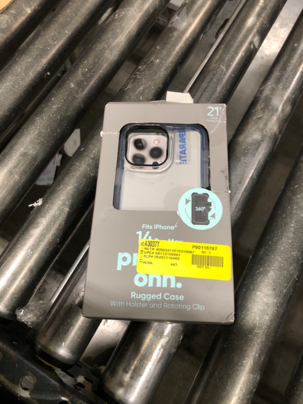 Photo 1 of Onn. Rugged Phone Case with Holster for iPhone 14 Pro Max - Clear