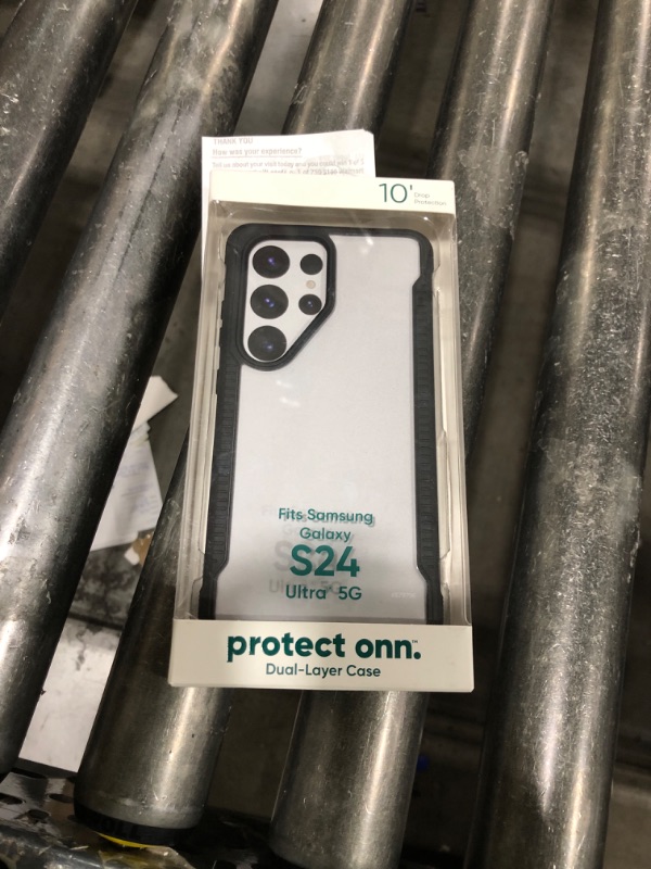 Photo 1 of Onn. Dual-Layer Phone Case for Samsung Galaxy S24 Ultra 5G - Black/Clear