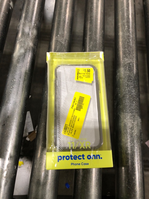 Photo 1 of  Onn. Vegan Leather with Rose Gold Metallic Trim Phone Case for iPhone 11 / iPhone XR - Gray 