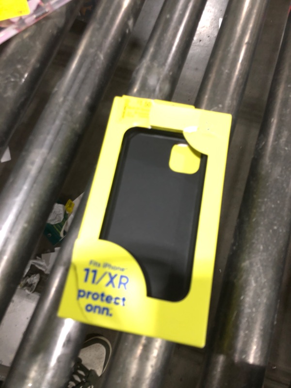 Photo 1 of Onn. Vegan Leather with Gold Metallic Trim Case for iPhone 11 / iPhone XR - Black