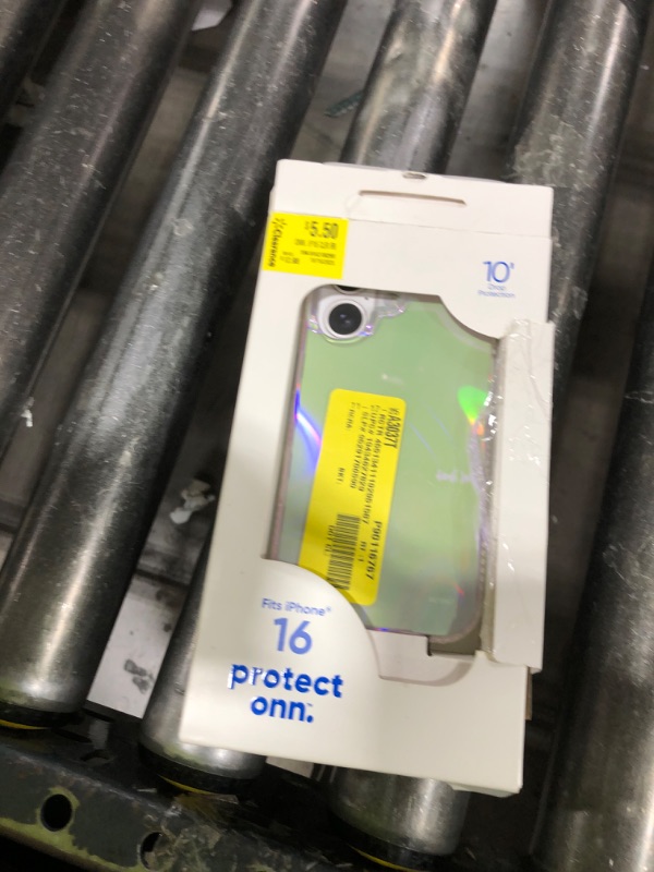 Photo 1 of Onn. WIBIRI100149716 Shock Absorbent Phone Case for iPhone 16, Clear Iridescent