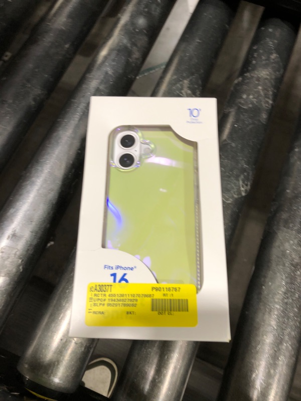 Photo 1 of Onn. WIBIRI100149716 Shock Absorbent Phone Case for iPhone 16, Clear Iridescent