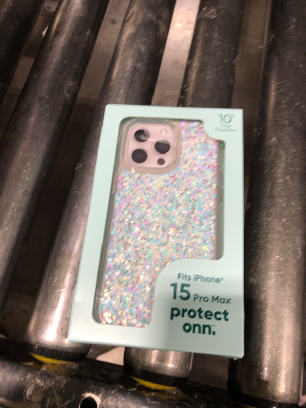 Photo 1 of  Onn. Phone Case for iPhone 15 Pro Max - Iridescent Glitter Fleck 