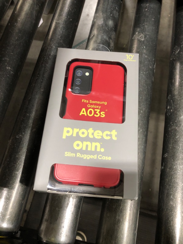 Photo 1 of Onn. Slim Rugged Phone Case Samsung Galaxy A03s - Red