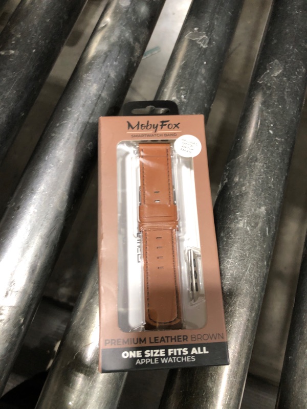 Photo 1 of  MobyFox - Classic Leather Band for Apple Watch – Genuine Leather, Stainless Steel Buckle, Fits All Series & SE - Brown 