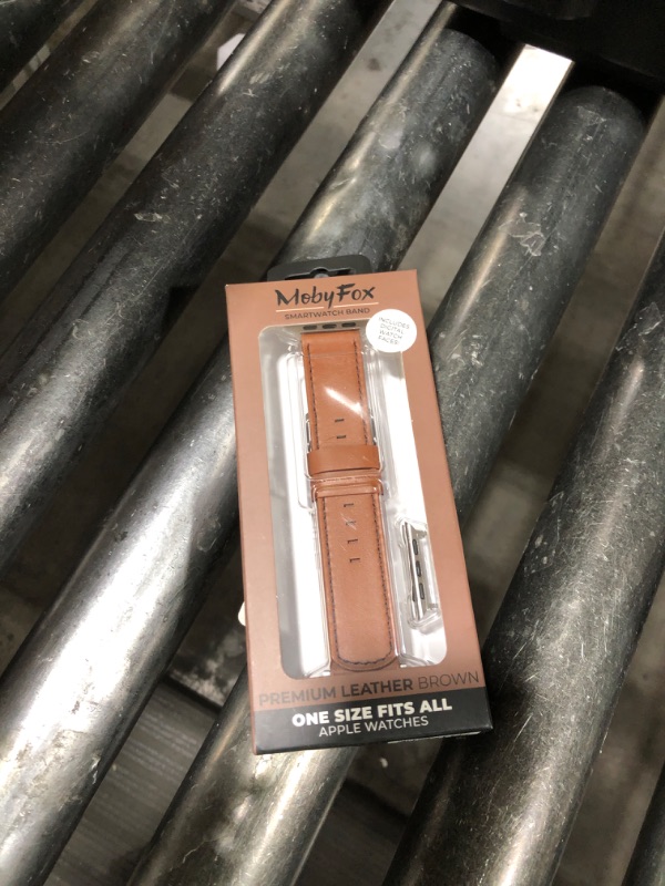 Photo 1 of MobyFox - Classic Leather Band for Apple Watch – Genuine Leather, Stainless Steel Buckle, Fits All Series & SE - Brown