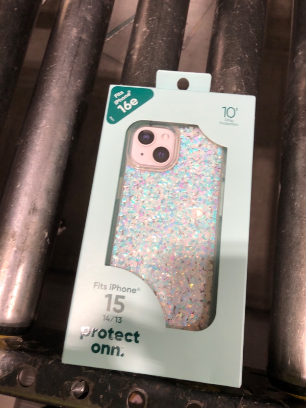 Photo 1 of  Onn. Phone Case for iPhone 15 / iPhone 14 / iPhone 13 - Iridescent Glitter Fleck 