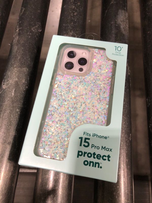 Photo 1 of  Onn. Phone Case for iPhone 15 Pro Max - Iridescent Glitter Fleck 