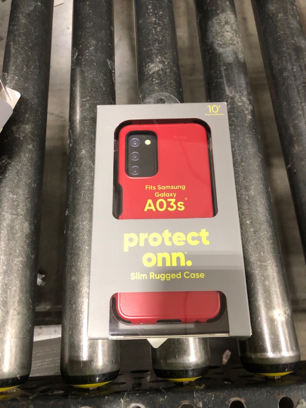 Photo 1 of Onn. Slim Rugged Phone Case Samsung Galaxy A03s - Red