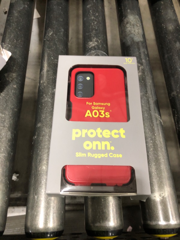 Photo 1 of  Onn. Slim Rugged Phone Case Samsung Galaxy A03s - Red 
