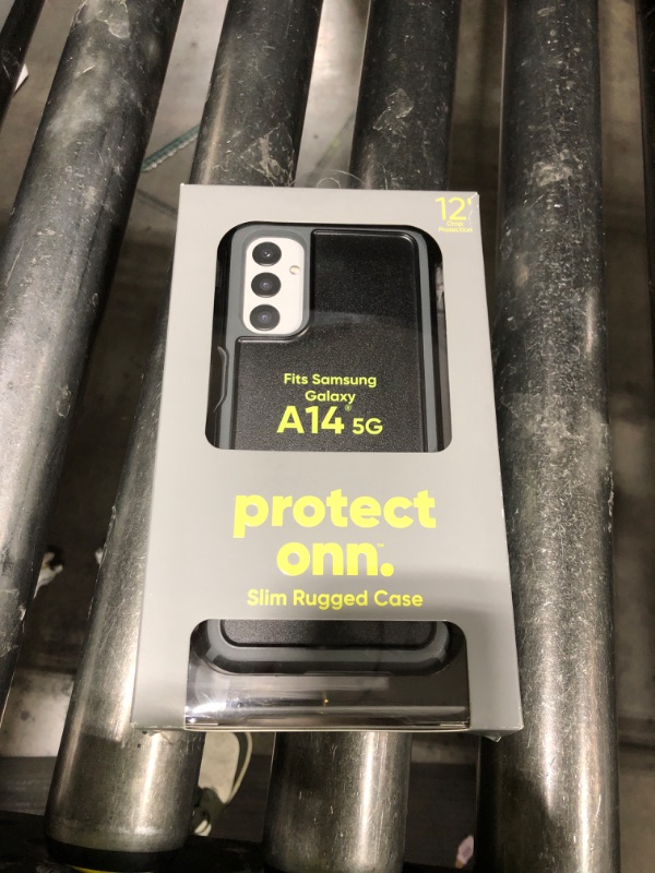 Photo 1 of Onn. Slim Rugged Phone Case for Samsung Galaxy A14 5G - Black/Gray