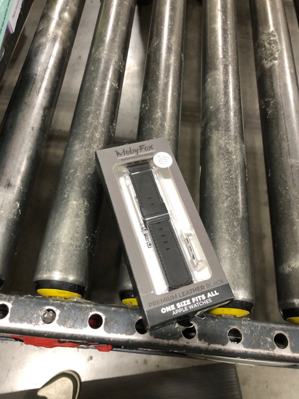 Photo 1 of MobyFox - Classic Leather Band for Apple Watch – Genuine Leather, Stainless Steel Buckle, Fits All Series & SE - Black