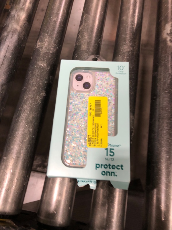 Photo 1 of  Onn. Phone Case for iPhone 15 / iPhone 14 / iPhone 13 - Iridescent Glitter Fleck 