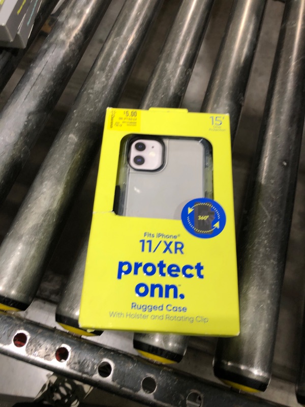 Photo 1 of Onn. Rugged Phone Case with Holster for iPhone 11 / iPhone XR - Clear