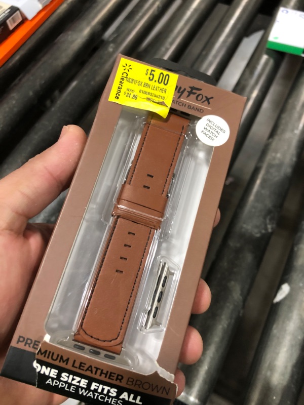 Photo 1 of MobyFox - Classic Leather Band for Apple Watch – Genuine Leather, Stainless Steel Buckle, Fits All Series & SE - Brown