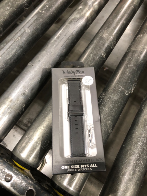 Photo 1 of MobyFox - Classic Leather Band for Apple Watch – Genuine Leather, Stainless Steel Buckle, Fits All Series & SE - Black