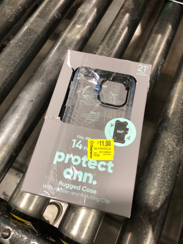 Photo 1 of Onn. Rugged Phone Case with Holster for iPhone 14 Pro Max - Clear