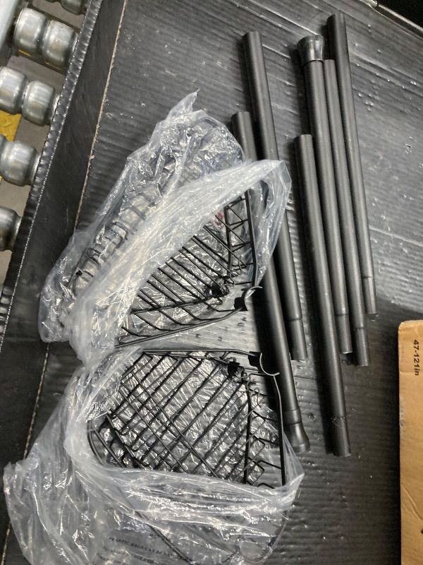 Photo 1 of ***MISSING THE CONNECTORS FOR BASKET TO POLE ETC***Corner Shower Caddy Tension Pole: Adjustable Rustproof 4-Tier Inside Bathroom Organizer - 47-121 inch Quick Installation Bathtub Shelves for Shampoo Storage - Rod Floor Standing Bath Rack - Black***MISSIN