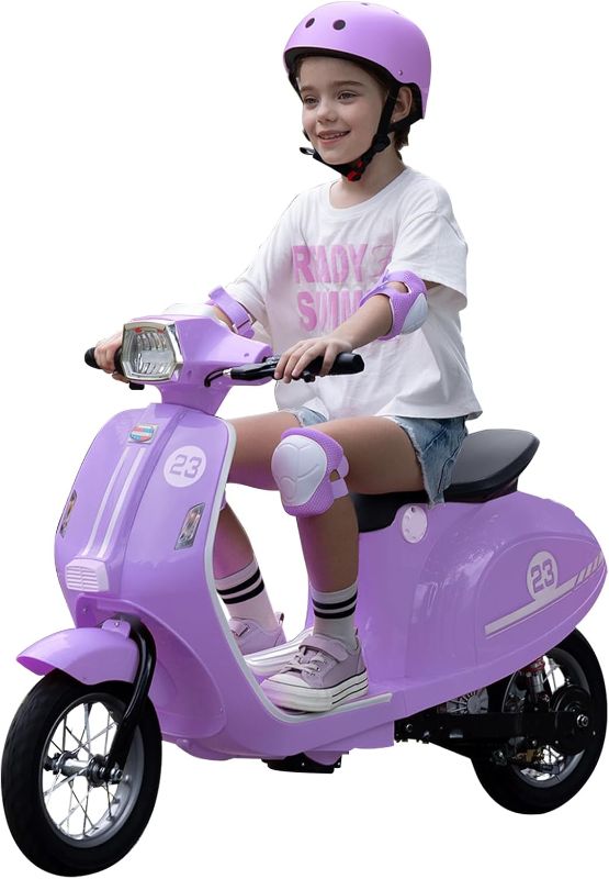 Photo 1 of 
Kids Motorcycle, 2 Wheel Electric Motorcycle for Girls Ages 8-12, 24V Ride on Toys with Music, Story, Headlight, 3 Speed Options, Up to 60min Ride Time, for Riders up to 143 lbs, Easy Assemble, Purple
