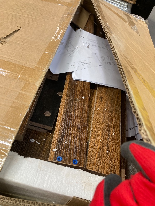 Photo 1 of ***CHAIRS NOT INCLUDED***THERE MAY BE SOME BROKEN PIECES**HARDWARE MISSING***LITTLE TREE 63" Modern Dining Table, Rectangular Dinner Table for 4-6, Farmhouse Kitchen Table, Sturdy Wood Pedestal Base for Kitchen/Dining Room, Rustic Brown & Black***CHAIRS N