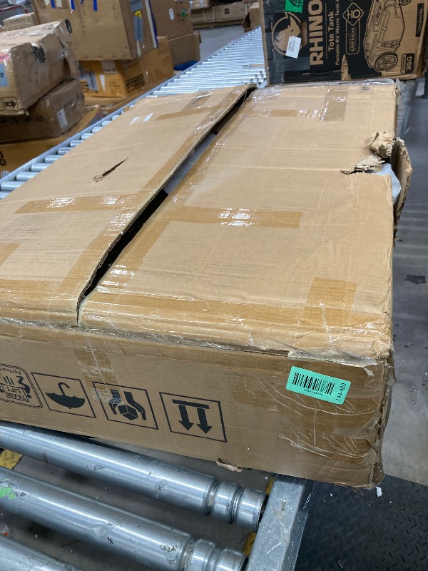 Photo 1 of ***CHAIRS NOT INCLUDED***THERE MAY BE SOME BROKEN PIECES**HARDWARE MISSING***LITTLE TREE 63" Modern Dining Table, Rectangular Dinner Table for 4-6, Farmhouse Kitchen Table, Sturdy Wood Pedestal Base for Kitchen/Dining Room, Rustic Brown & Black***CHAIRS N