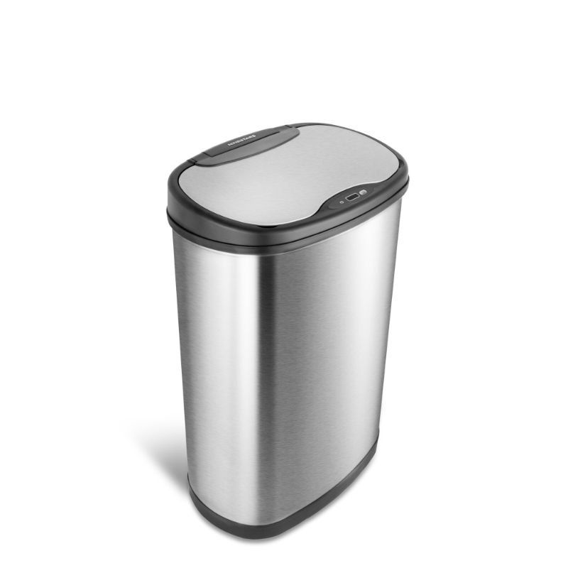 Photo 1 of ***MISSING LID***Ninestars 13.2 Gal / 50L Motion Sensor Oval Garbage Can, Stainless Steel with Stainless Steel Lid Stainless Steel 50L