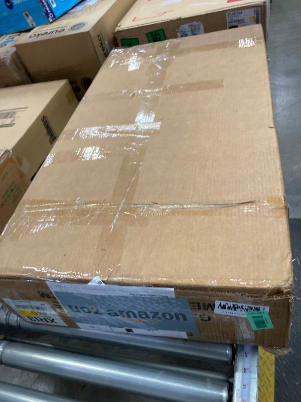 Photo 1 of **BOX 2 OF 2/INCOMPLETE SET**QUALIKRAFT White Vanity Set with LED Mirror & Stool, Makeup Desk with Built-in Power Outlet (2 AC & 2 USB), 2 Large Drawers & 6 Shelves, Lighted Dressing Table for Bedroom Organization