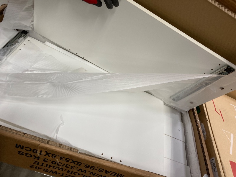 Photo 1 of **BOX 2 OF 2/INCOMPLETE SET**QUALIKRAFT White Vanity Set with LED Mirror & Stool, Makeup Desk with Built-in Power Outlet (2 AC & 2 USB), 2 Large Drawers & 6 Shelves, Lighted Dressing Table for Bedroom Organization