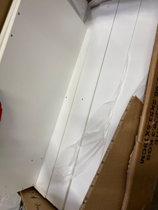 Photo 1 of **BOX 2 OF 2/INCOMPLETE SET**QUALIKRAFT White Vanity Set with LED Mirror & Stool, Makeup Desk with Built-in Power Outlet (2 AC & 2 USB), 2 Large Drawers & 6 Shelves, Lighted Dressing Table for Bedroom Organization