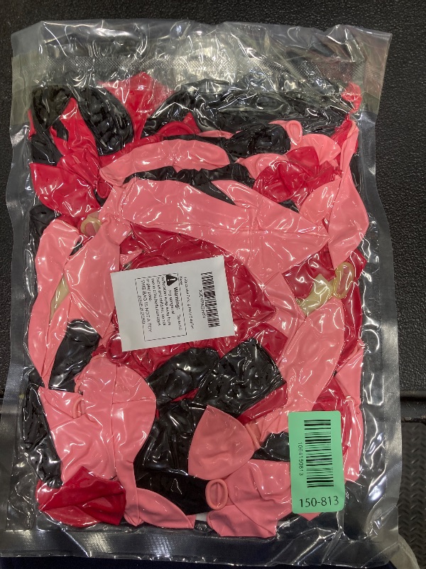 Photo 1 of 150pcs Hot Pink Black Balloon Arch Kit Party Decorations 18 12 10 5In Different Size Color Latex Confetti Balloons for Women Girl Birthday Bridal Baby Shower Wedding Party Supplies