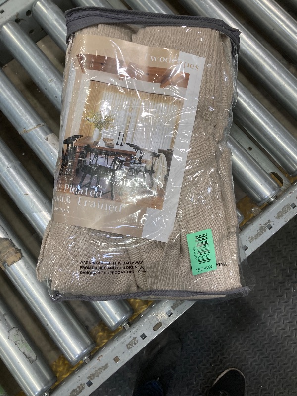 Photo 1 of 102 Inch Long Curtains Pinch Pleat Linen Curtains for Living Room Bedroom 2 Panels Tan Brown Burlywood Taupe Light Filtering Privacy 102 Inch Pleated Drapes Hooks Rings Back Tab for Sliding Door