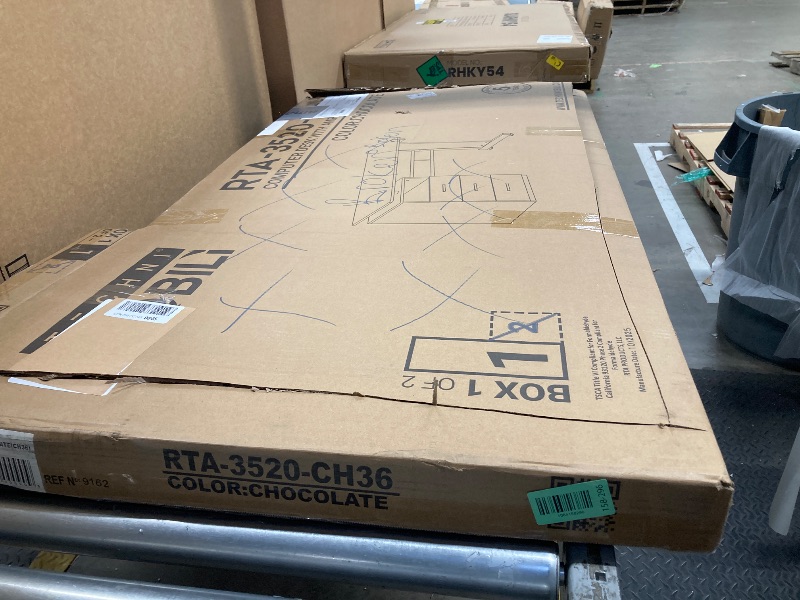 Photo 1 of ***partial set only 1 box of 2****47.25" Computer Desk with Drawers, Home Office Desk with Storage, Heavy Duty and Water Resistant Study Table, Chocolate Brown