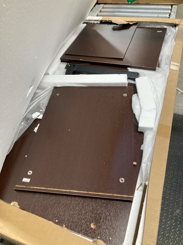 Photo 1 of ***partial set only 1 box of 2****47.25" Computer Desk with Drawers, Home Office Desk with Storage, Heavy Duty and Water Resistant Study Table, Chocolate Brown