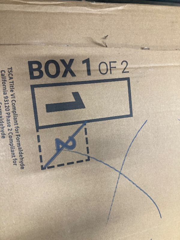 Photo 1 of ***partial set only 1 box of 2****47.25" Computer Desk with Drawers, Home Office Desk with Storage, Heavy Duty and Water Resistant Study Table, Chocolate Brown