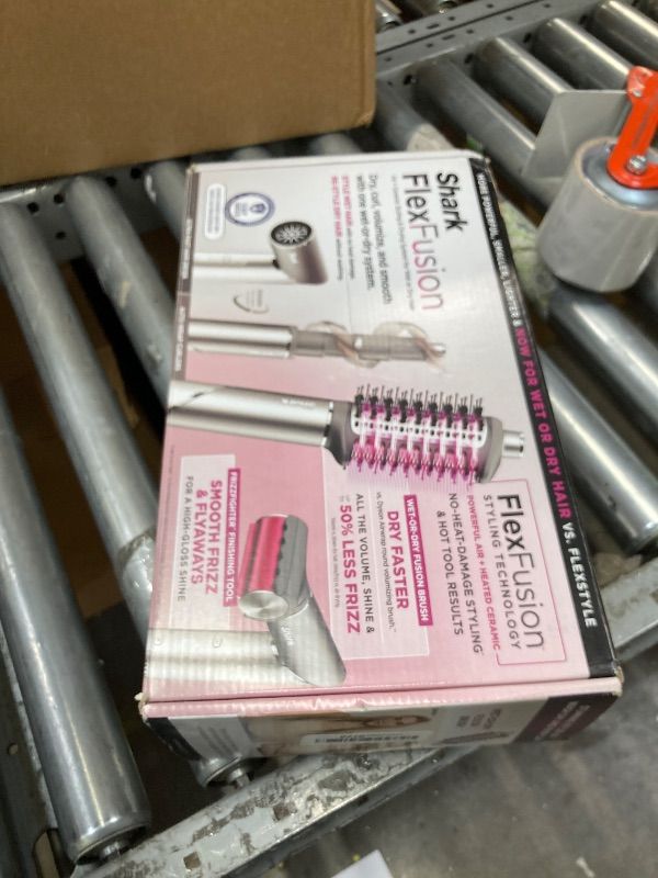 Photo 1 of ***used***Shark Flex Fusion Hair Straightener & Powerful Hair Dryer with Fusion Hair Brush, Air Styler with Auto-Wrap Hair Curlers, Concentrator, & F