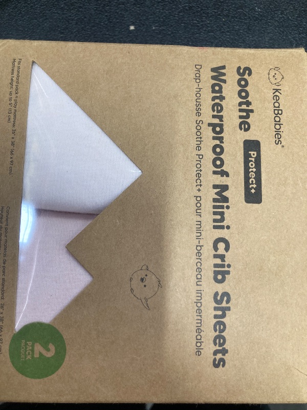 Photo 1 of 2 Pack and Play Sheets, Waterproof Mini Crib Sheets Fitted - 38x26 Organic Cotton Pack N Play Sheets for Graco Pack and Play Mattress, Playard Baby Crib Sheets,Neutral for Boy,Girl,Toddler(Mist Rose)