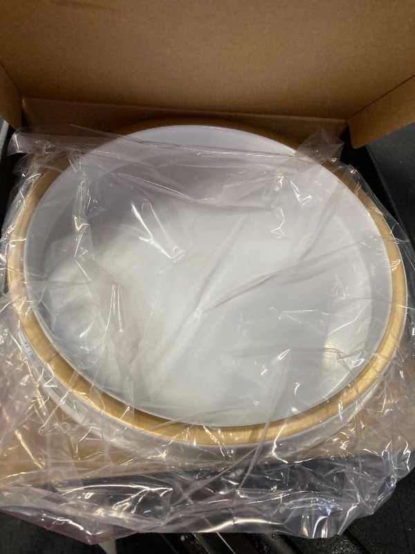 Photo 1 of 10" Small Gold and White Tray, Lightweight Metal Round Vanity Tray for Bathroom, Candle Holder for Living Room Decor