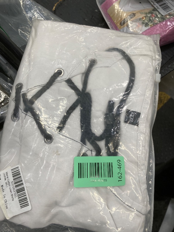 Photo 1 of ?Men's Banded Collar Stripe Shirt, Linen Cotton Mandarin Collar Long Sleeve Button Down Shirts Collarless Tops with Pocket for Casual & Business (Navy L)