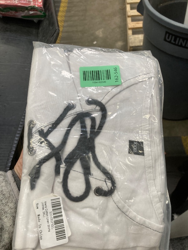 Photo 1 of ?Men's Banded Collar Stripe Shirt, Linen Cotton Mandarin Collar Long Sleeve Button Down Shirts Collarless Tops with Pocket for Casual & Business (Navy L)