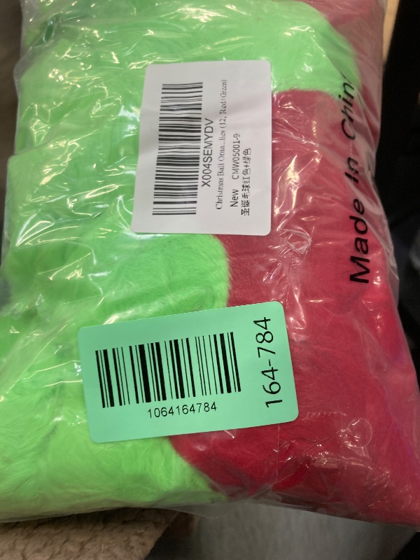 Photo 1 of 12Pcs Furry Christmas Ball Ornament for Xmas Tree Red Green Soft Faux Fur Pom Pom Ball Ornaments Green Christmas Tree Hanging Decorations for Winter Party Home Decor Costume Supplies