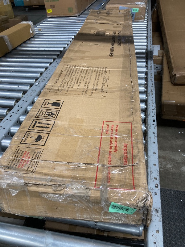 Photo 1 of ***BOX 1 OF 2***PVWIIK Bunk Bed Twin Over Twin with Guardrail for Dormitory,Living Room,Bedroom,Multifunctional Bed Frame w/Space Saving Design & Ladder,Black