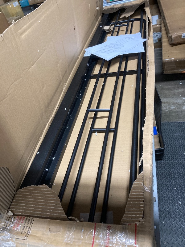 Photo 1 of ***BOX 1 OF 2***PVWIIK Bunk Bed Twin Over Twin with Guardrail for Dormitory,Living Room,Bedroom,Multifunctional Bed Frame w/Space Saving Design & Ladder,Black