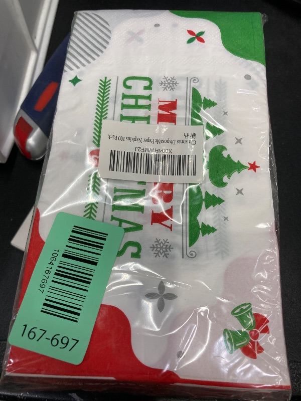 Photo 1 of 100 Count Christmas Paper Napkins, 2-Ply Disposable Xmas Holiday Decoupage Napkins for Dinner, Bathroom and Party Table Decor