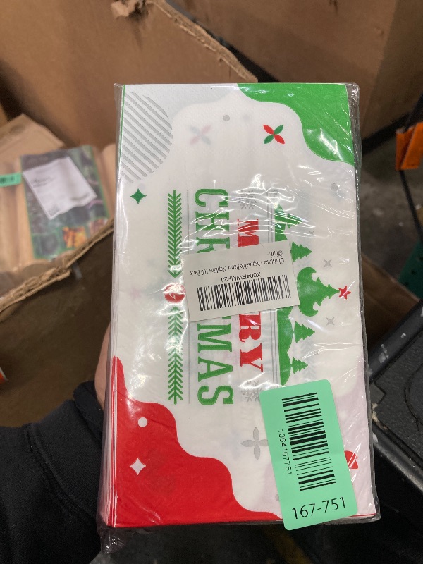 Photo 1 of 100 Count Christmas Paper Napkins, 2-Ply Disposable Xmas Holiday Decoupage Napkins for Dinner, Bathroom and Party Table Decor